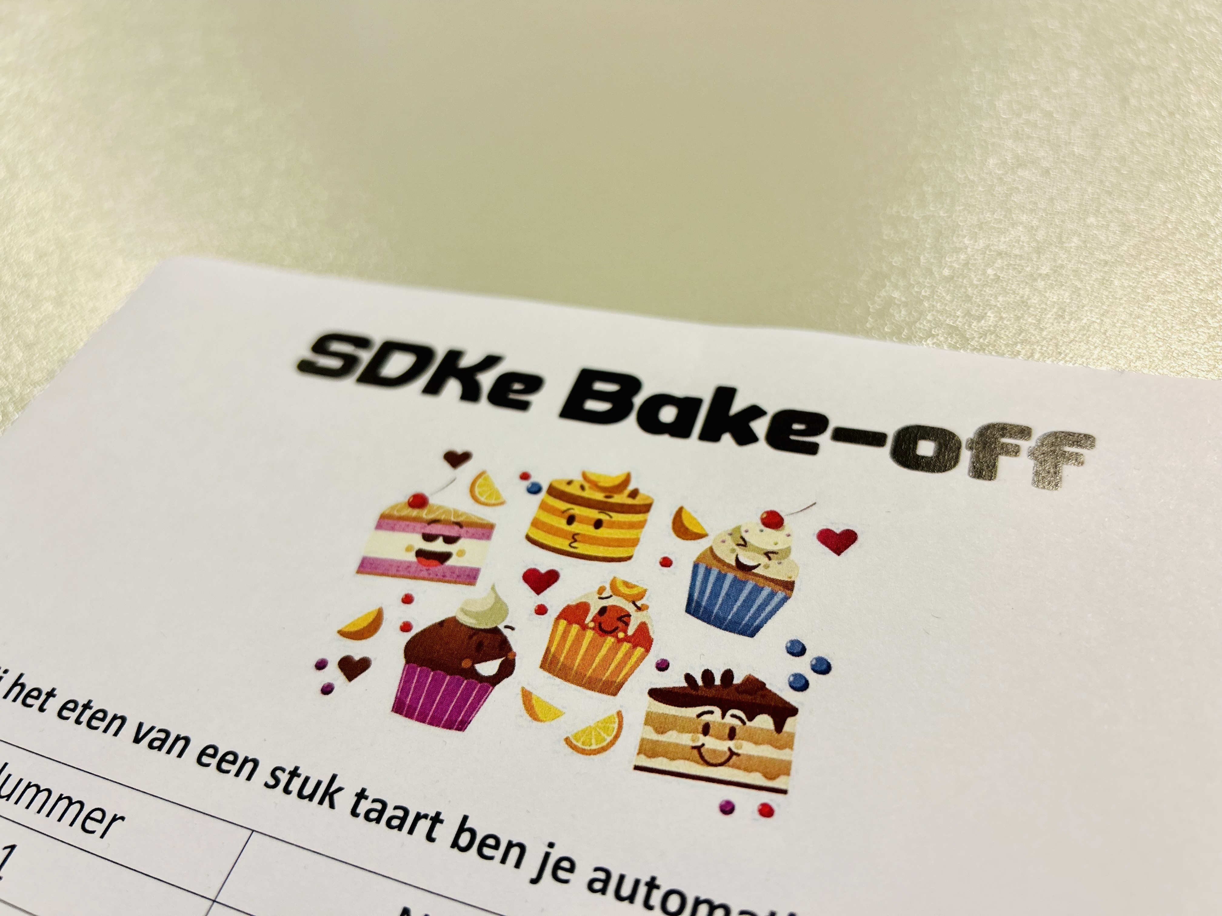 Inschrijvingsblad voor de SDKe Bake-off, een bakwedstrijd onder collega’s